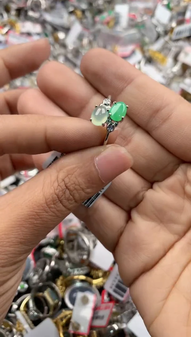 银S925镶嵌戒指翡翠666              5