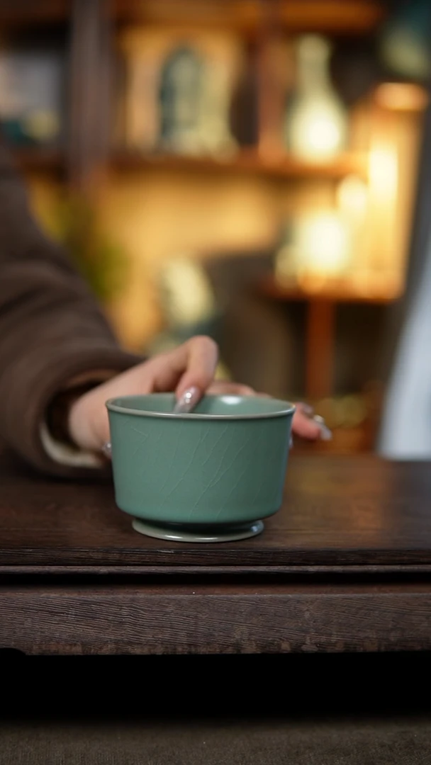 【闪购商品】杯仿古翡翠绿纯手大容天