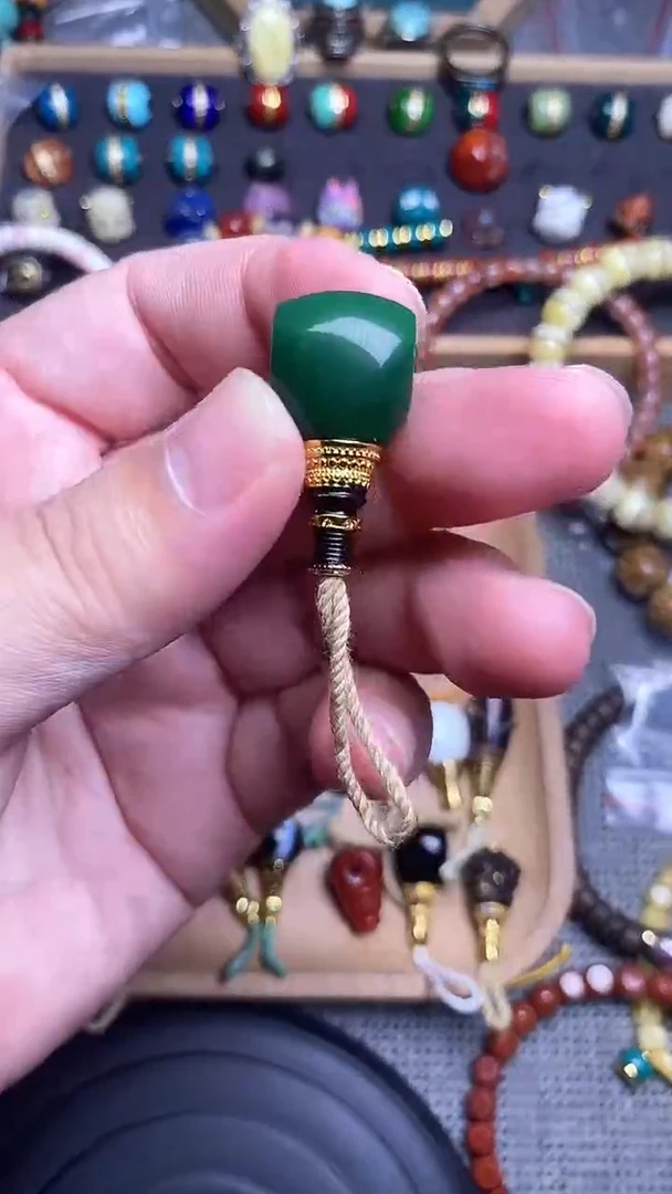 手工艺品琉璃菠菜绿分体三通 单个发