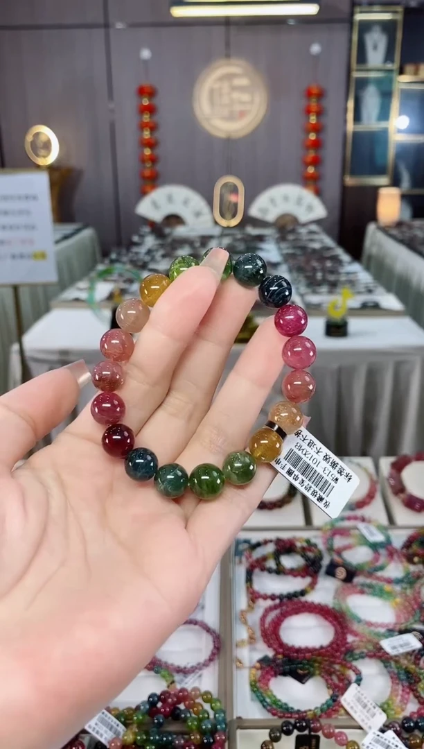 未镶嵌收藏级老矿碧玺单圈手串10mm+碧玺hon多样性发一条