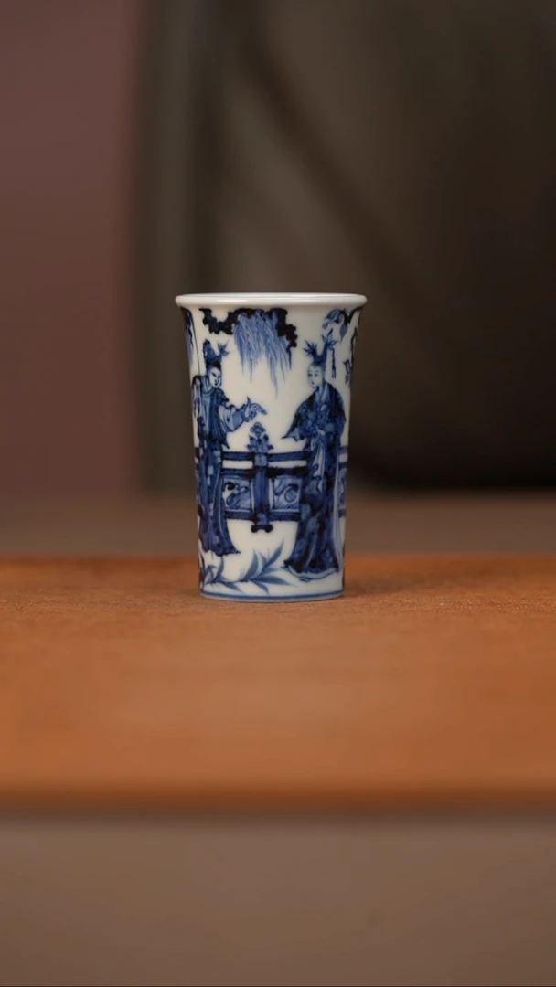 瓷幽蓝溪堂百花亭闻香杯