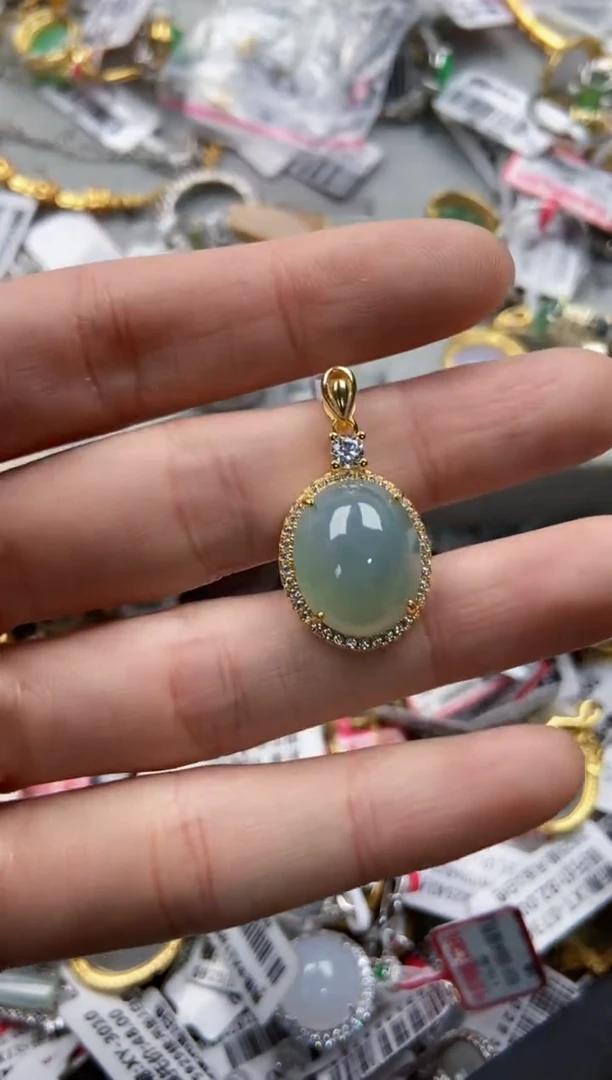 翡翠戒指银S925镶嵌666-----------6