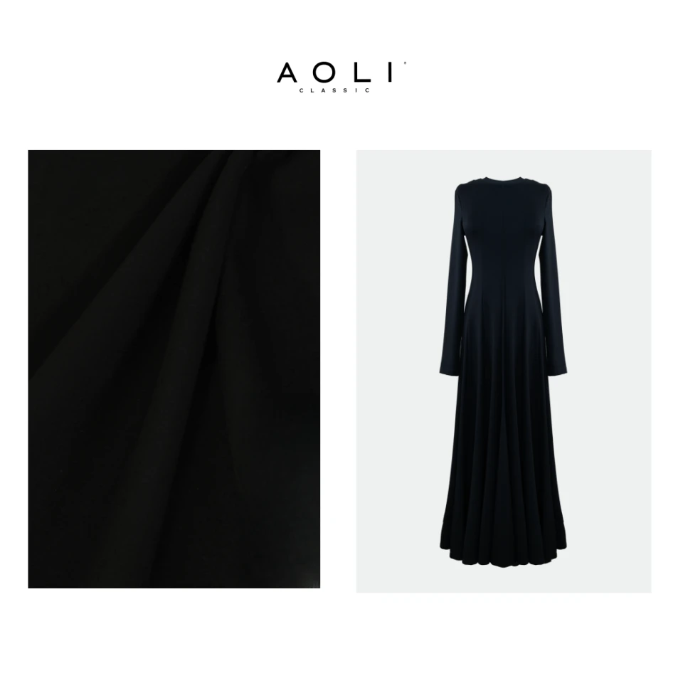 AOLI-【天鹅挽歌】法式简约高级柔美感垂坠大摆显瘦长款连衣裙6458