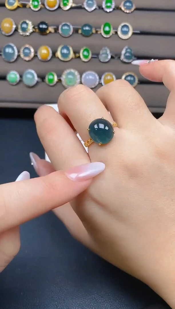 翡翠戒指银S925镶嵌53