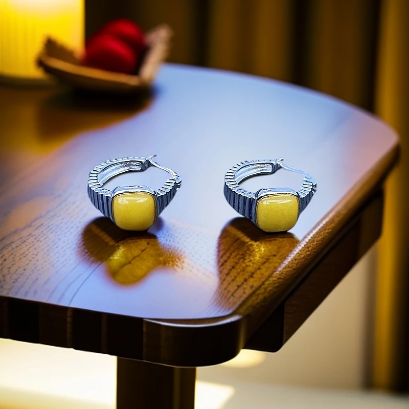 925银耳饰 镶嵌蜜耳饰 ES00718