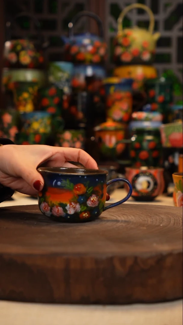 紫砂油画釉下彩手绘