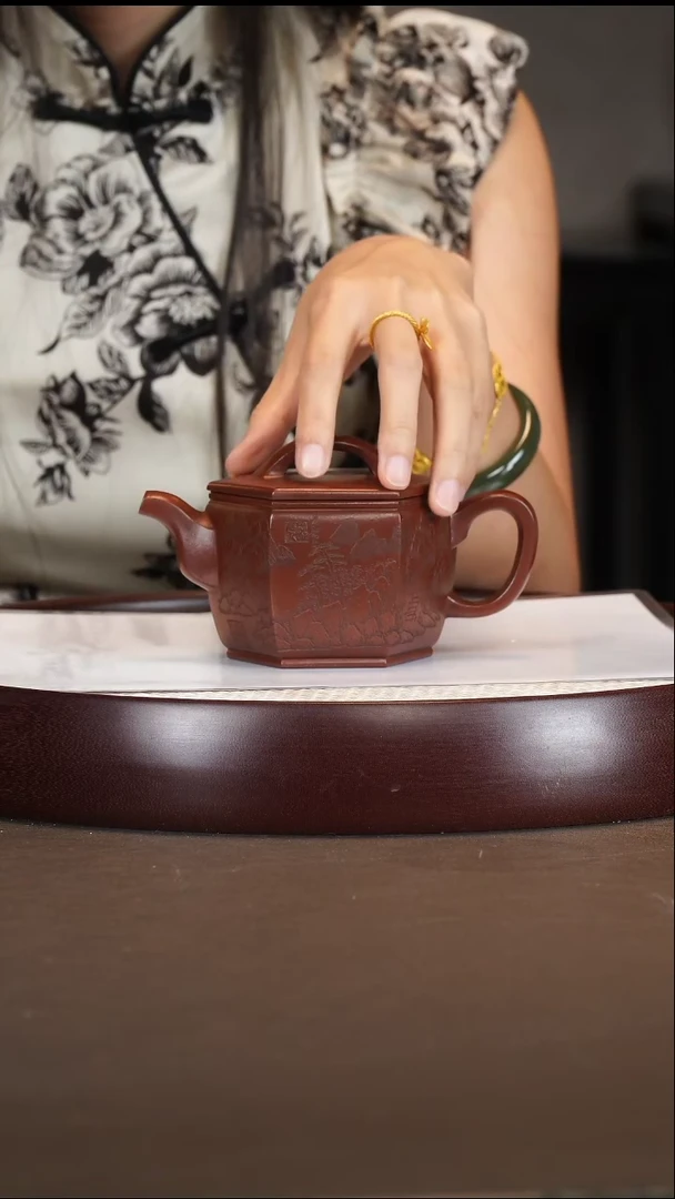 茶壶紫砂徐小阳/红泥/六方汉瓦/260c