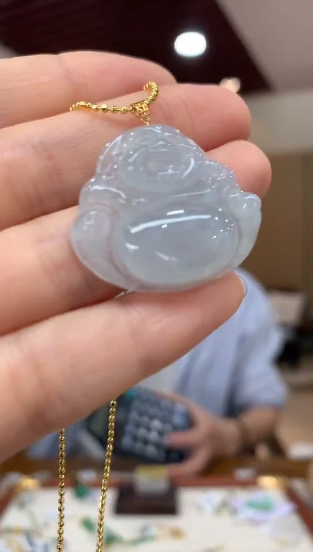 吊坠(不含链)18K金镶嵌翡翠佛公