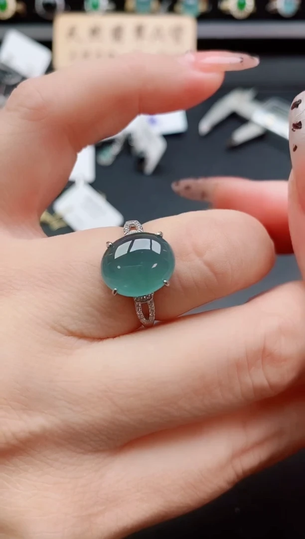 银S925镶嵌戒指翡翠1