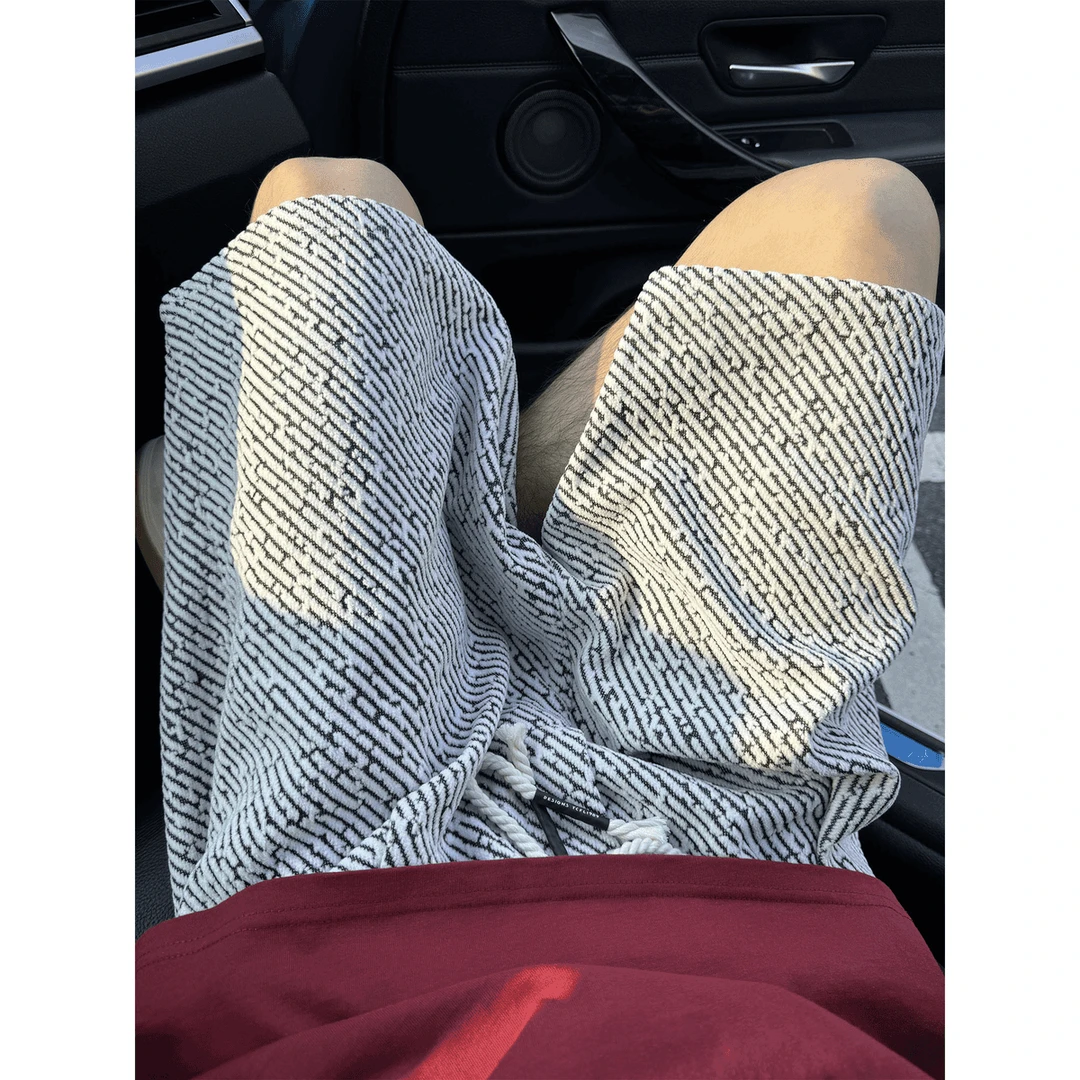 小香风针织短裤男款夏季黑白斑马纹裤子潮牌高级感宽松休闲五分裤