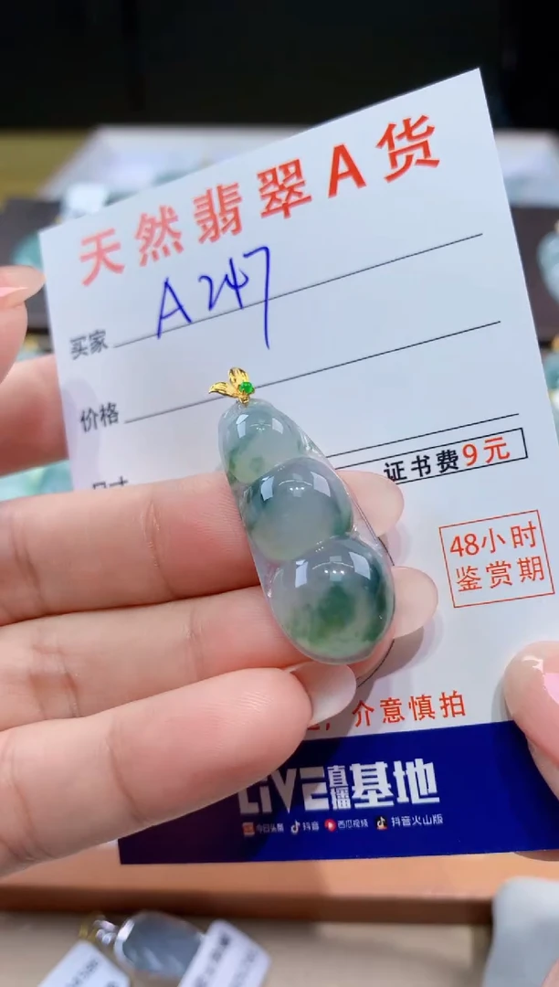 颈饰18K金镶嵌翡翠天然翡翠A货挂件