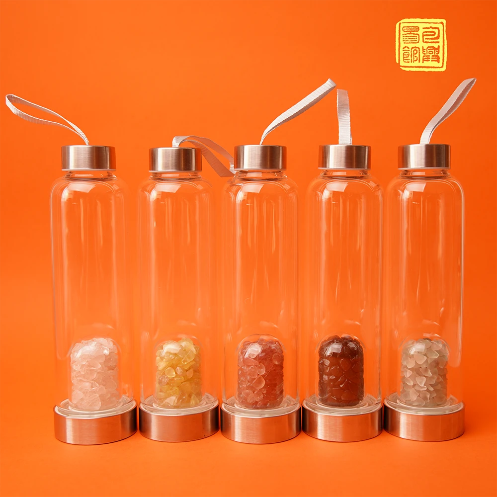 【興】五行水晶高硼硅能量杯便携-20度-100度提绳款风水杯带杯套