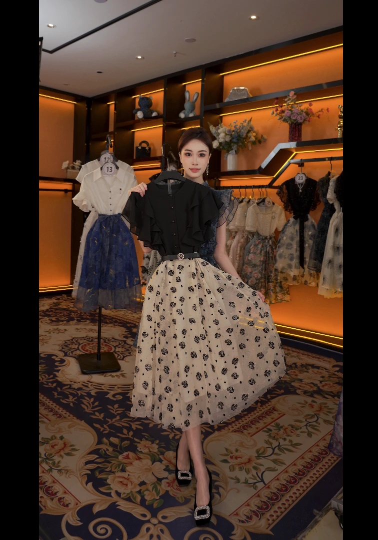 【G】春夏丨设计师轻奢法式气质印花女士连衣裙 SB-0006