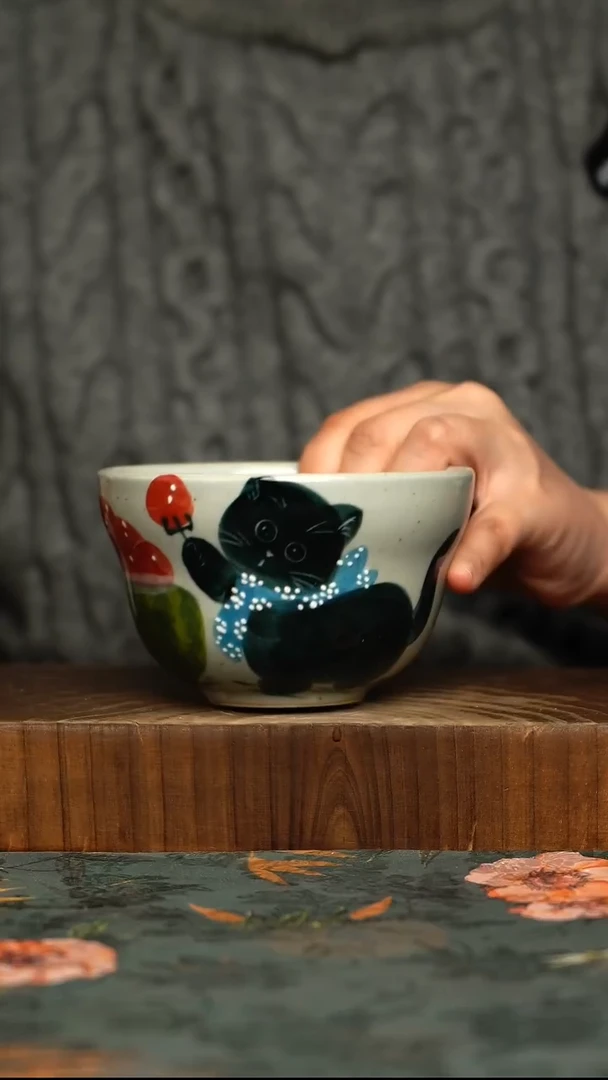 杯釉下彩手工手绘同款陶器