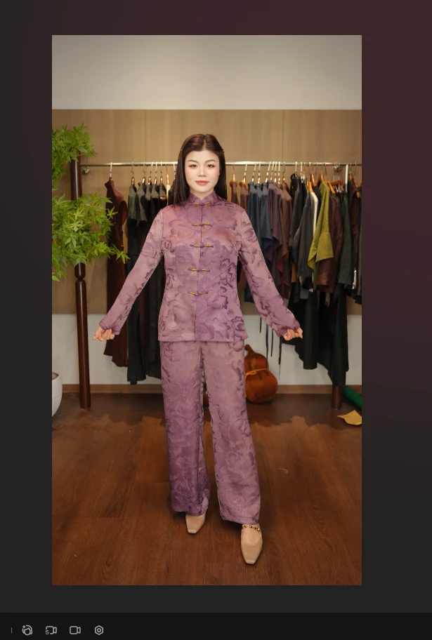 莨木与纱-香云纱香芋紫重缎提花牡丹中式盘扣上衣