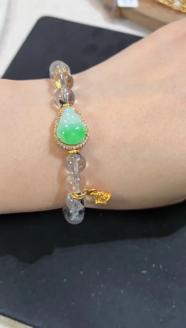 吊坠(不含链)银S925镶嵌翡翠手串