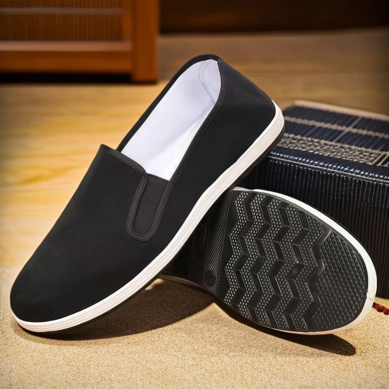 传统黑防滑底透气工作鞋爸爸鞋千层底青年布鞋男款上班专用手工鞋
