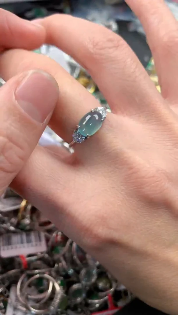 银S925镶嵌戒指翡翠6         5
