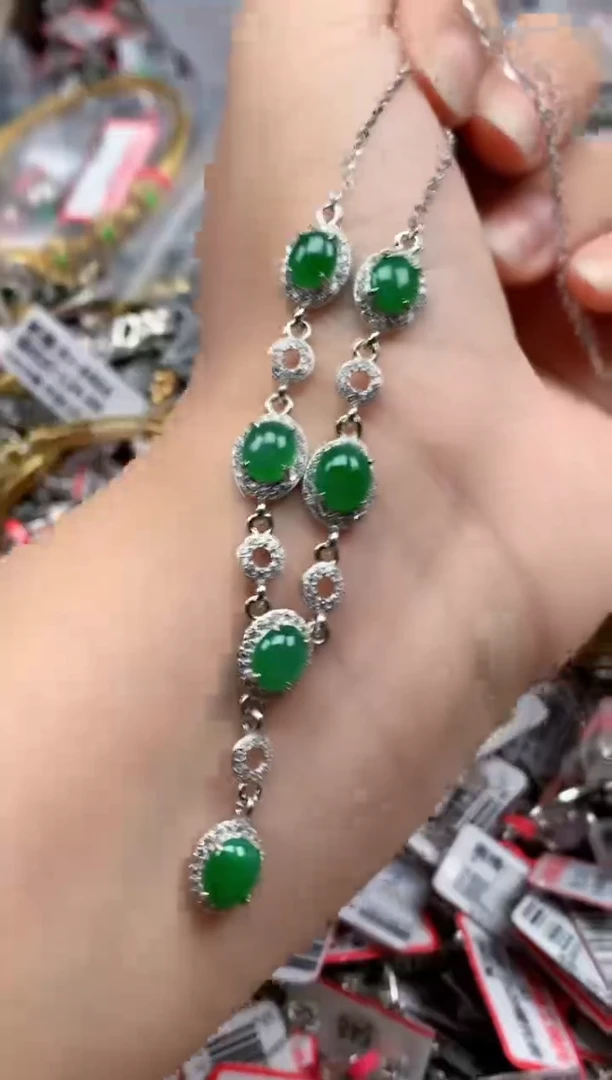 银S925镶嵌戒指翡翠天然A货缅甸翡翠