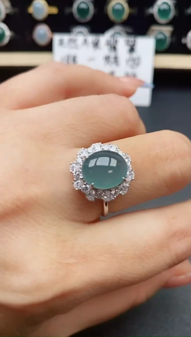 翡翠戒指银S925镶嵌21132