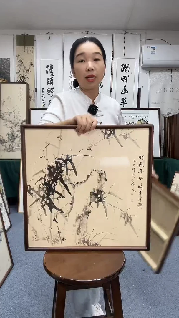 国画52*52实木画框京东包邮手绘