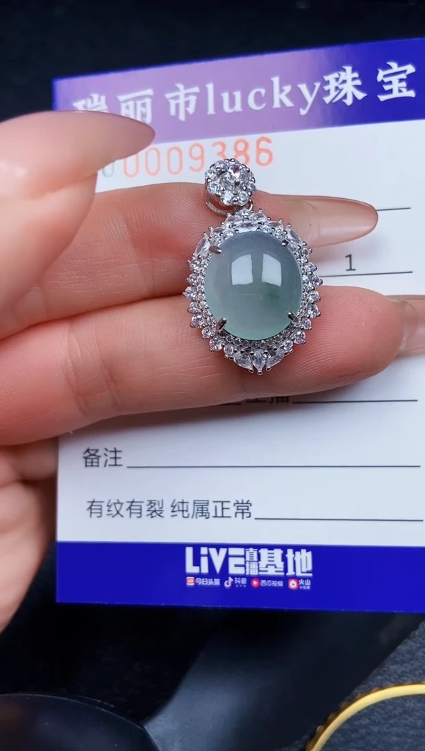 翡翠银S925镶嵌颈饰9386
