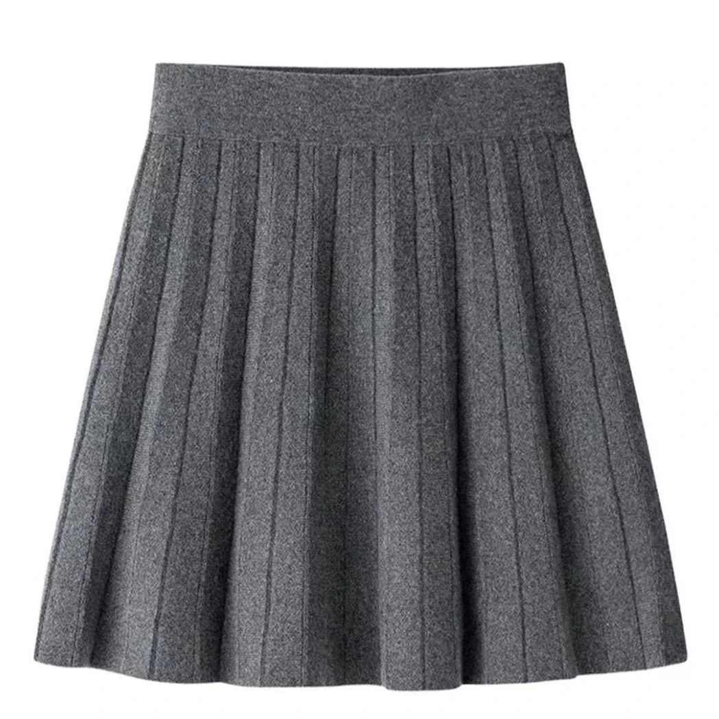 短款百褶裙松紧高腰显高显瘦