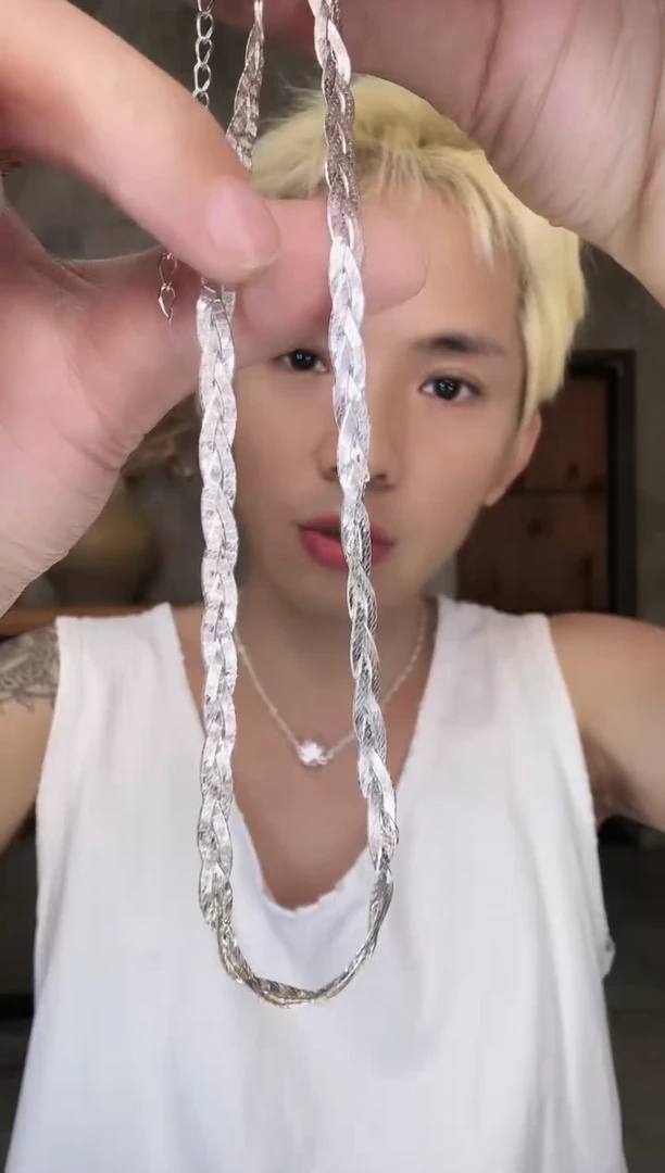 无925银意大利3股编织项链