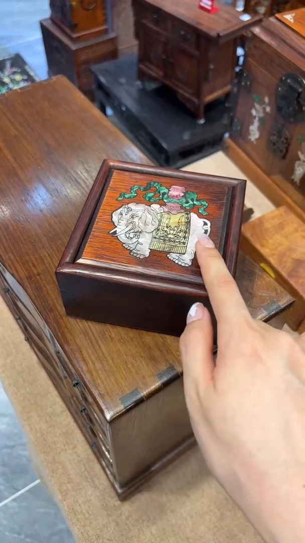 木吉祥如意方形抽拉盒