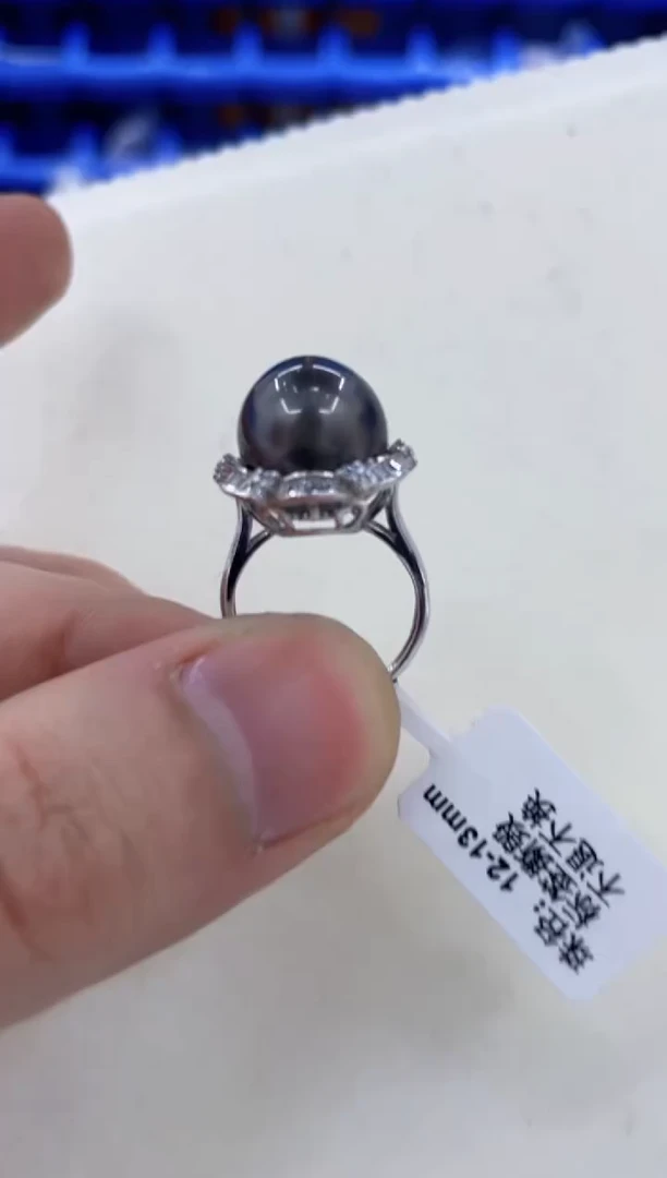 银S925镶嵌戒指海水珍珠
