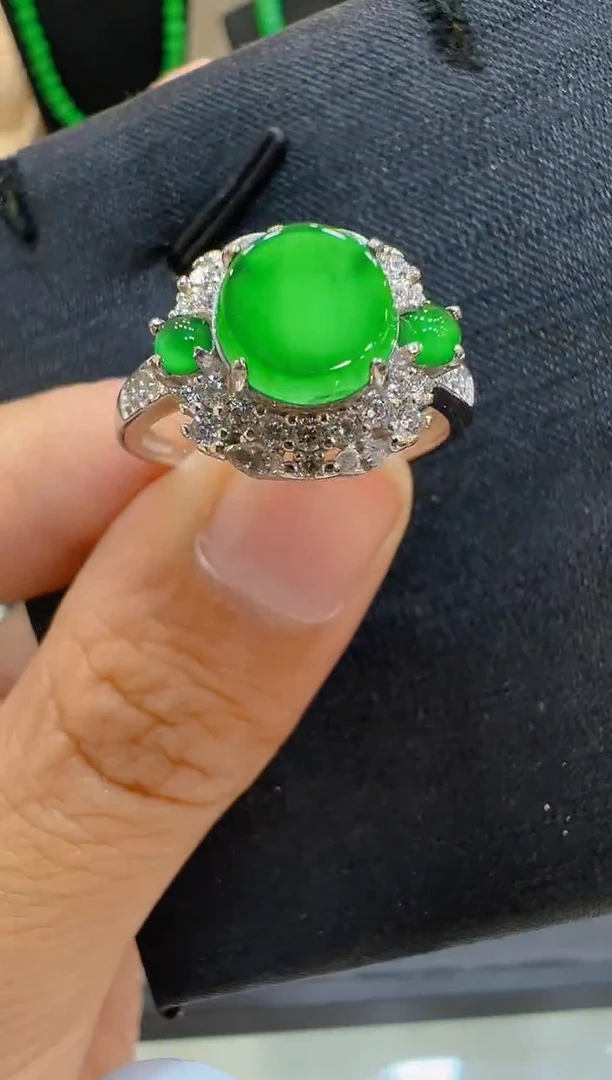 翡翠戒指银S925镶嵌多样性团购发一件