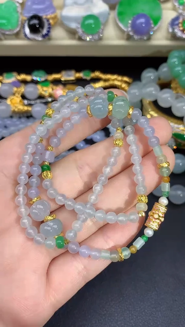 足金镶嵌手串翡翠264-雪姐翡翠天天见