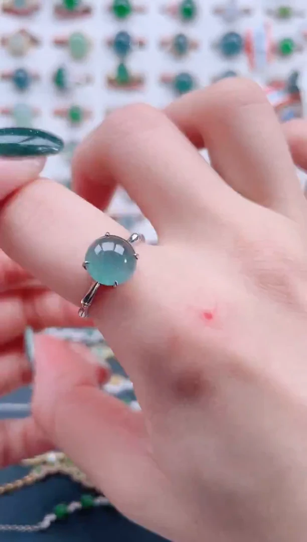 银S925镶嵌戒指翡翠天然翡翠