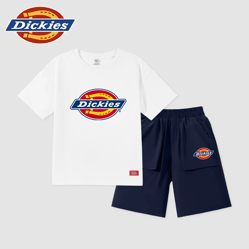 Dickies童装男童套装儿童2025新款夏季时尚两件装小童学院风短袖