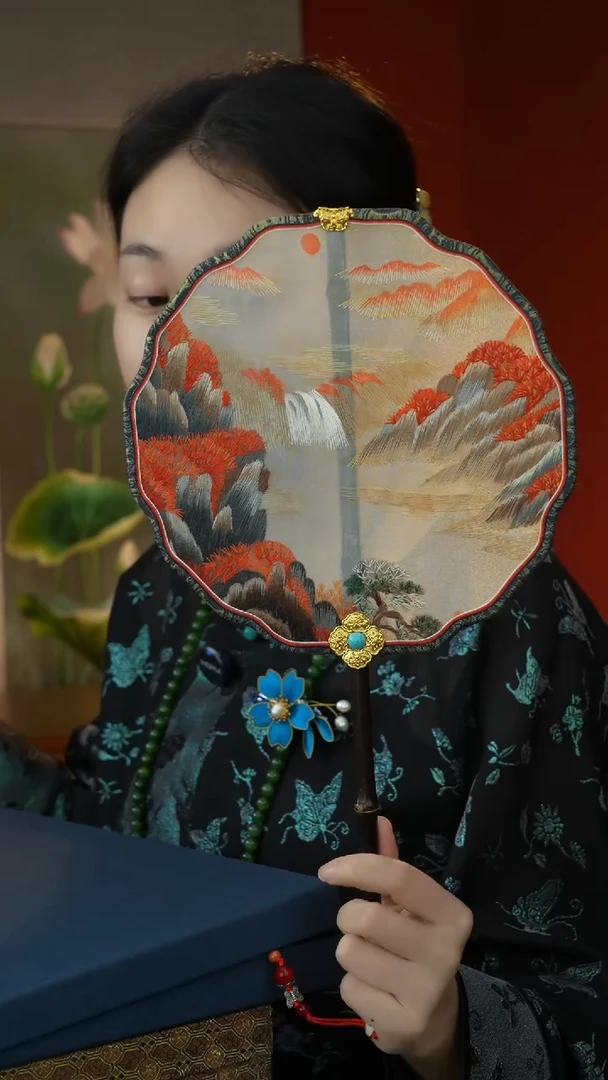 刺绣非遗苏绣紫竹团扇（不带扇盒）