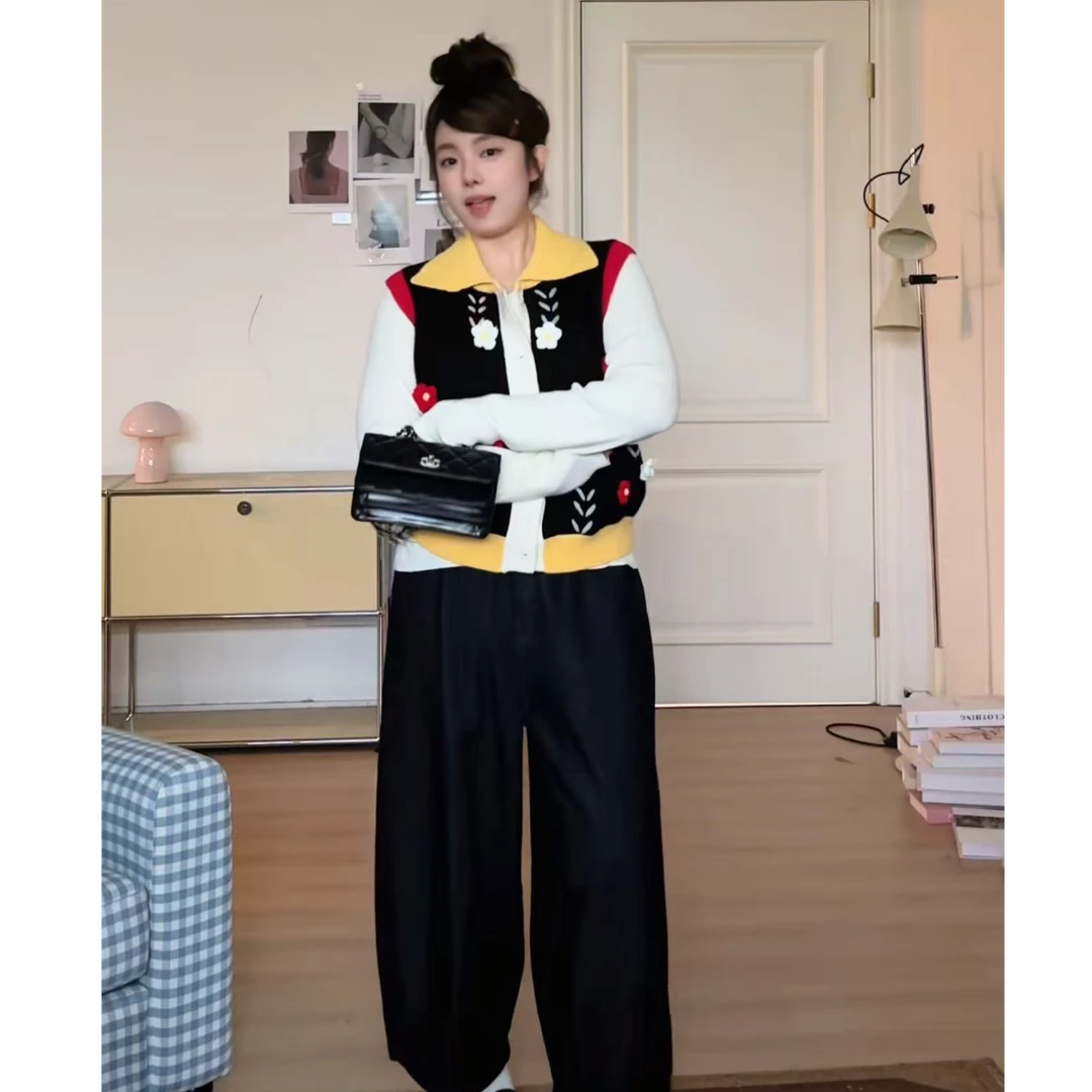 晶咕软软【花间倾语】卡通风小众立体花朵撞色针织马甲