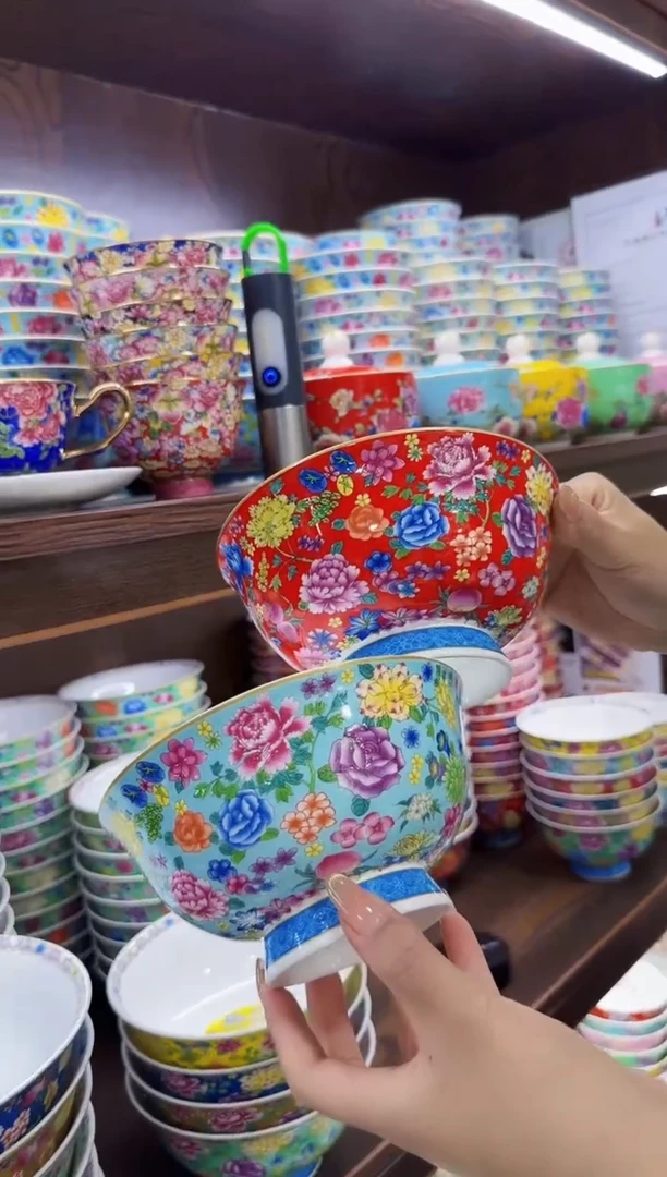 珐琅 6英寸面碗2个景德镇陶瓷