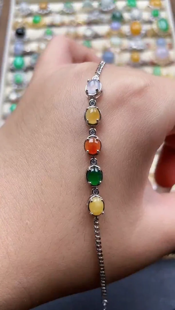 银S925镶嵌手链翡翠68