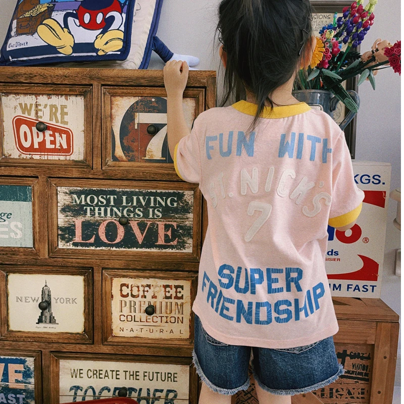 现货令佳童装儿童夏季贴布柔软短袖T恤