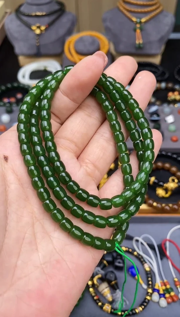 未镶嵌和田玉挂件6mm碧玉极致手串