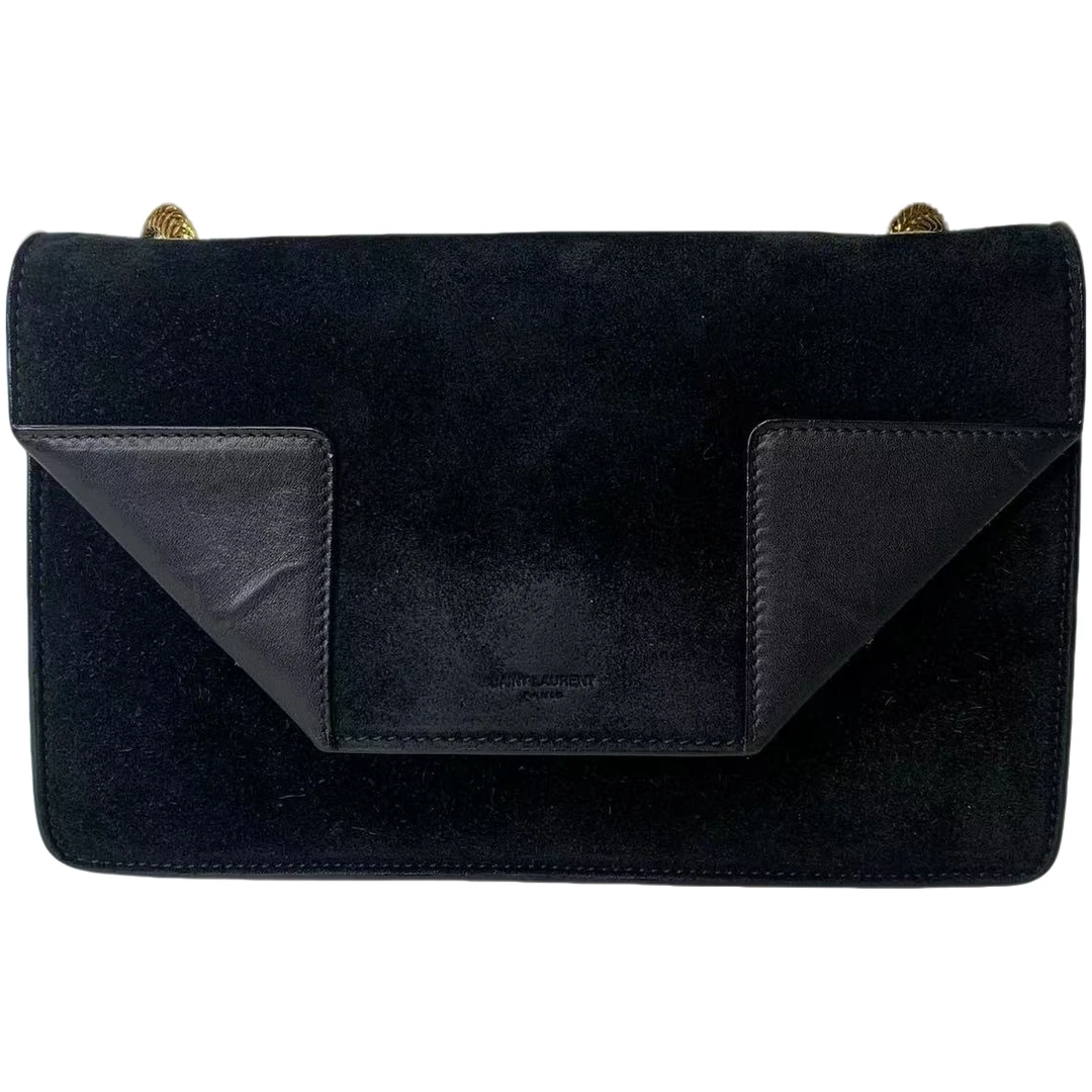 95新 YSL/圣罗兰 YSL/圣罗兰 黑色丝绒斜挎包bwz11414