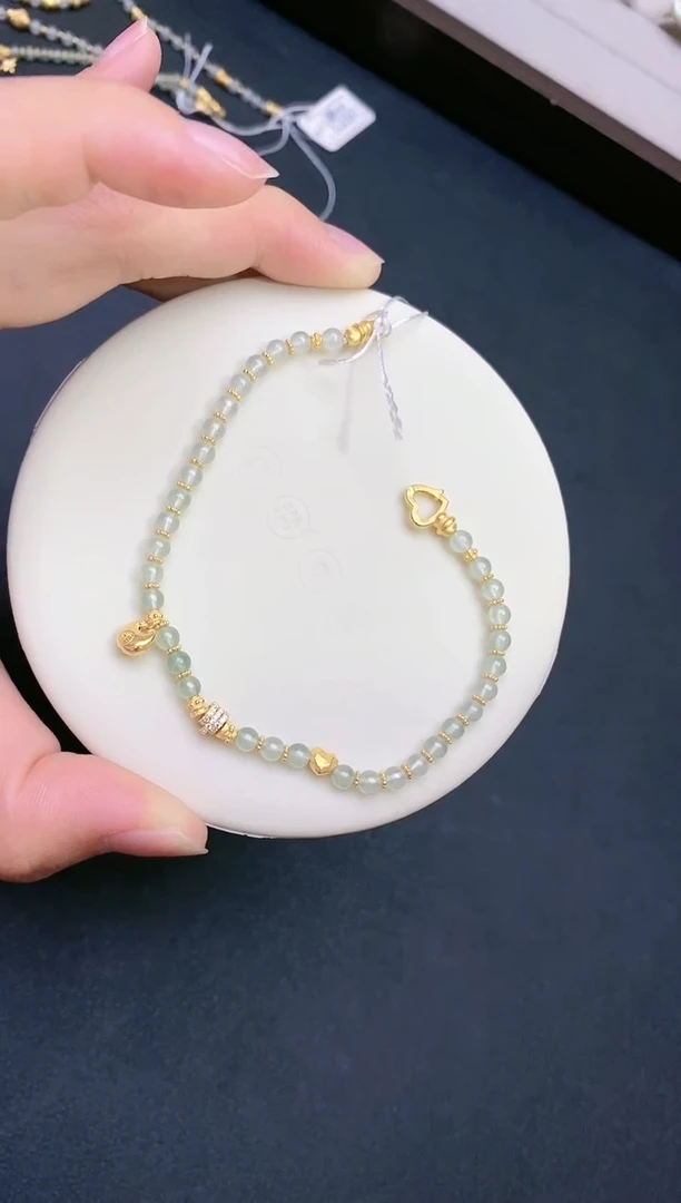 18K金镶嵌手链翡翠翡翠