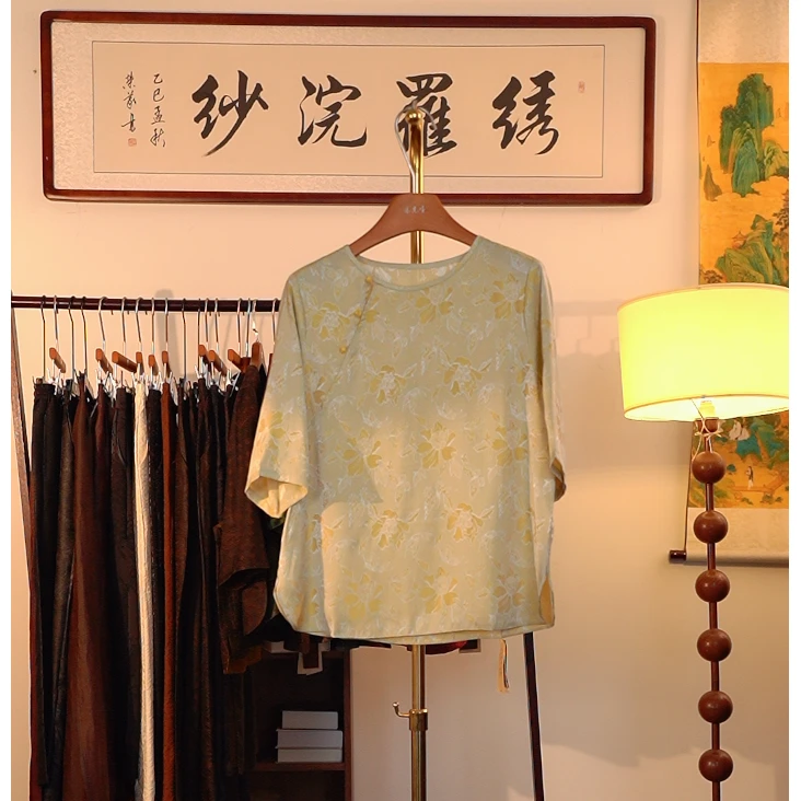 【云想陈先生-兰风盈袖】中式圆领斜扣衬衫4634