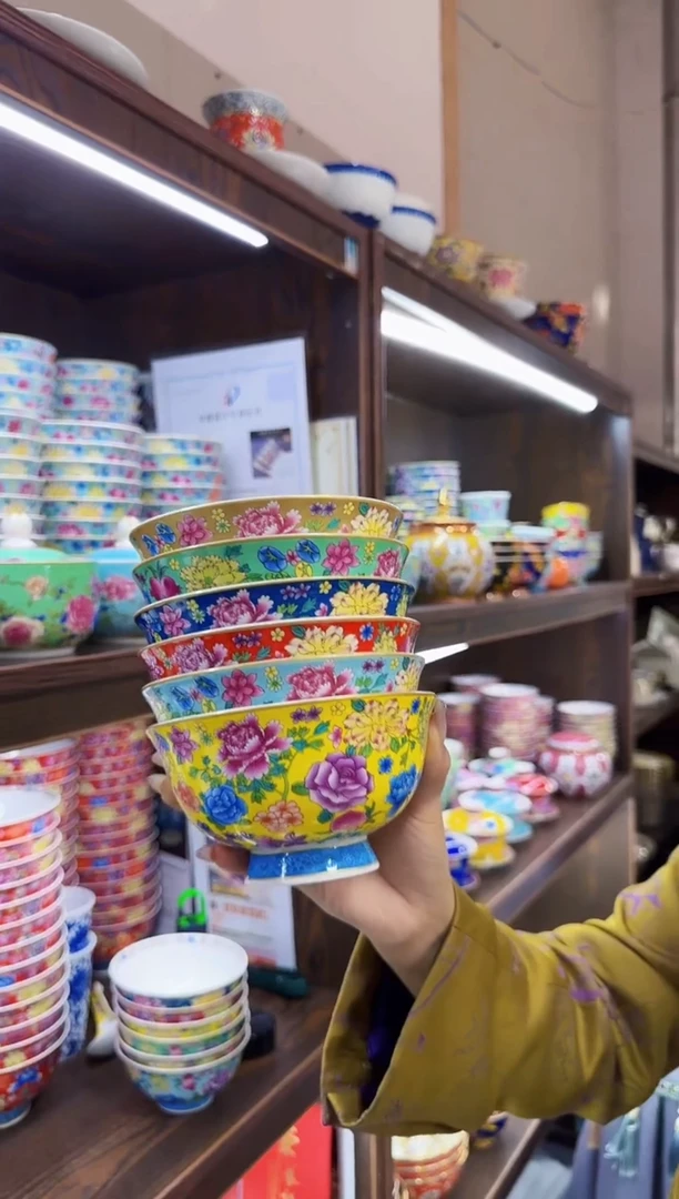 珐琅5英寸饭碗6个景德镇陶瓷