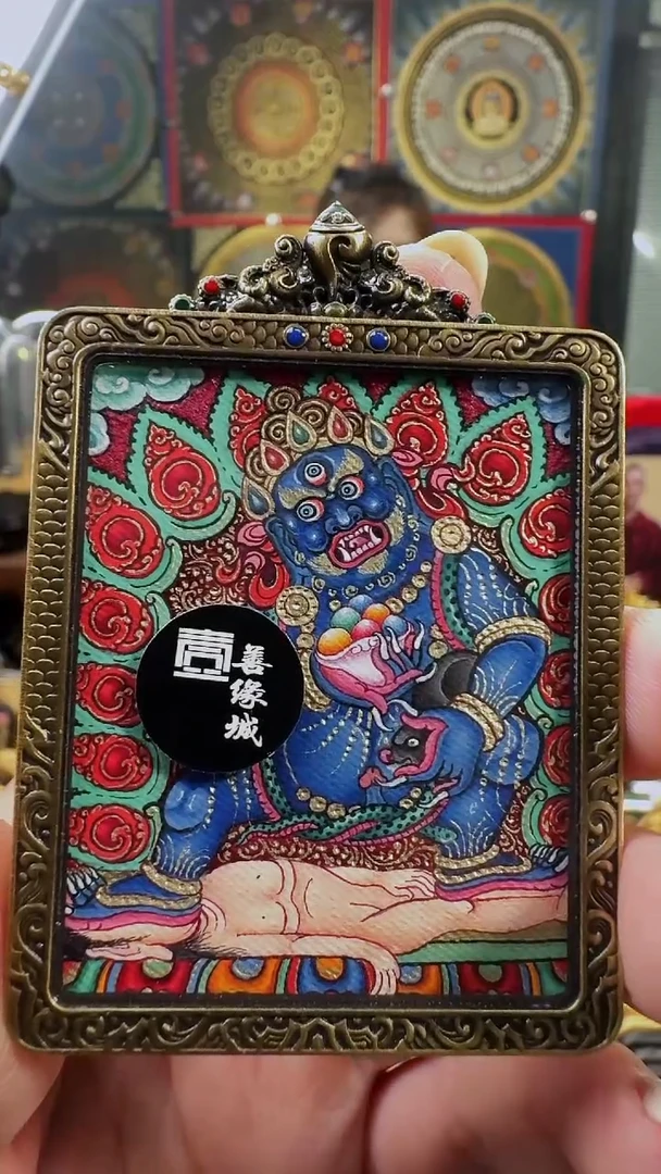 吊坠壹善缘城手绘唐卡黑C