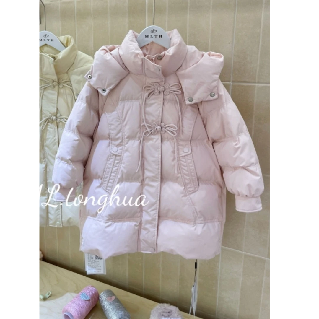 Alice *610-1* 女童中长款粉色羽绒服冬款12-10