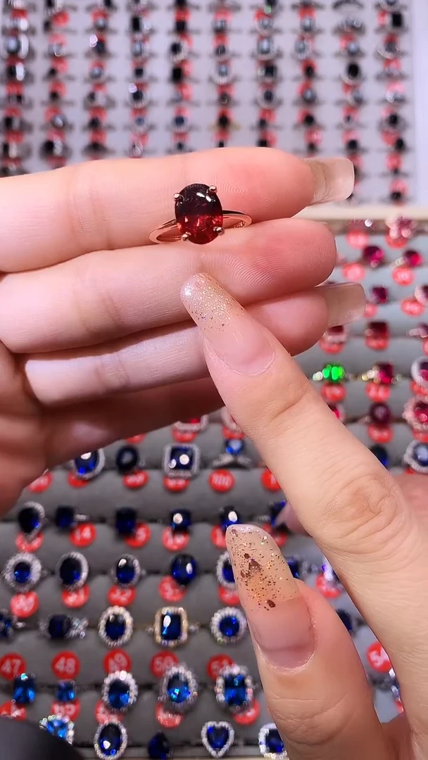 【闪购商品】石榴石戒指银S925镶嵌1111111