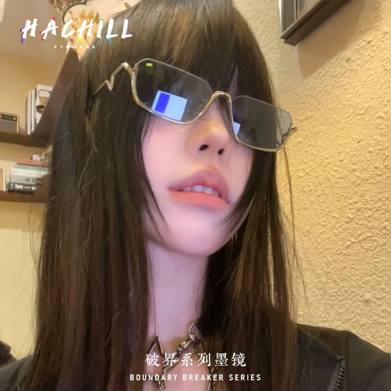 哈超618半框墨镜个性高级感防晒防紫外线时尚潮流Hachill尼龙遮阳
