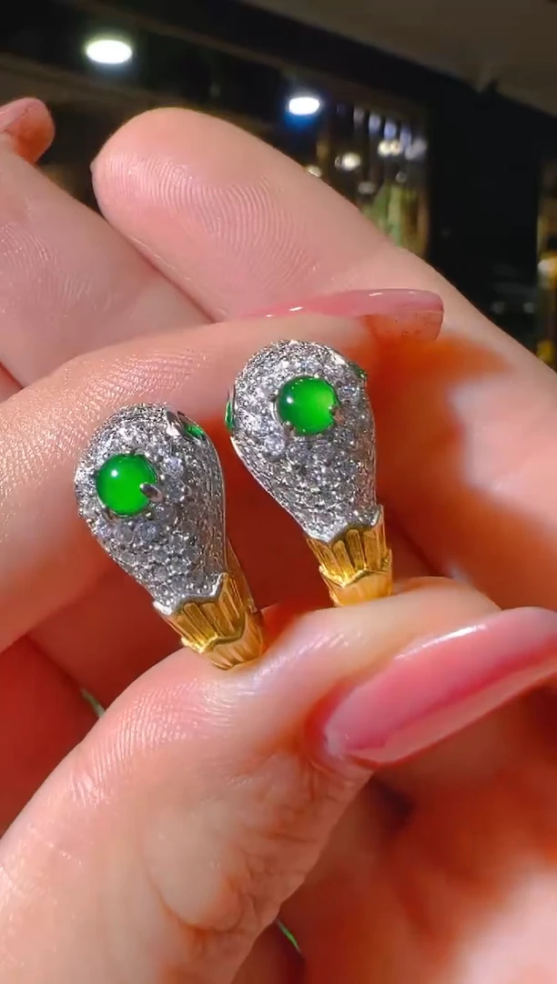 【闪购商品】翡翠耳饰银S925镶嵌023（多样性发货）