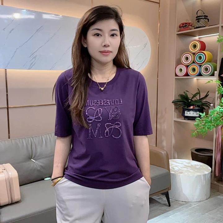 怡特美【腰缠万贯】["恋夏风"]防晒兰精莫代尔+棉显瘦中袖t恤259830